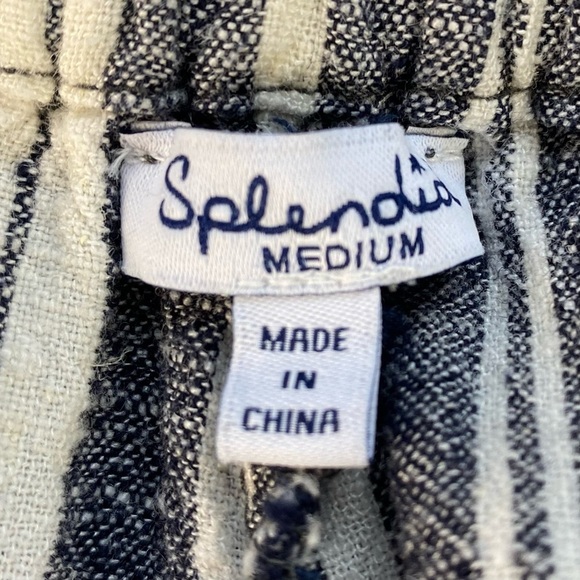 Splendid Linen Shorts Size Medium Pier Stripe Beachy Coastal High Rise Blue - Picture 9 of 11